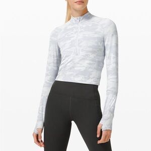 🔥 Lululemon Pace Pursuit long sleeve half zip in white snow camo print
